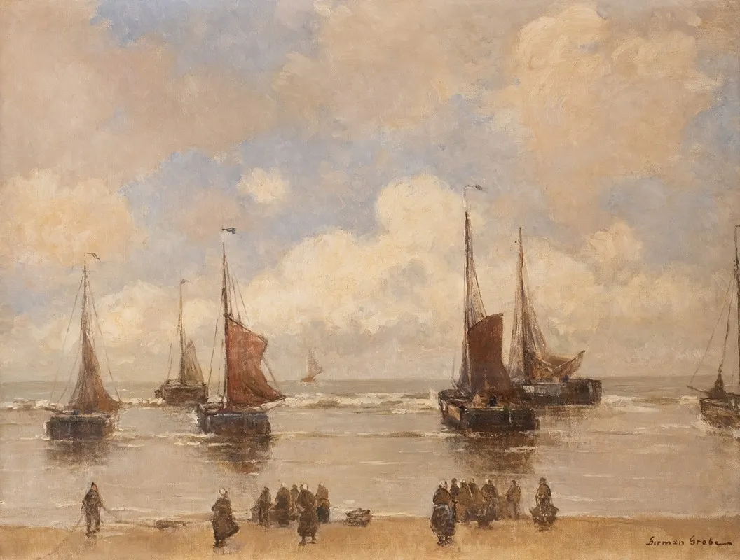 Landing Fishing Boats Wall Art by German Grobe - High-Resolution Digital Print