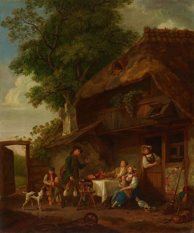 Landliche Mahlzeit Im Freien Wall Art by Sigmund Freudenberger - High-Resolution Digital Print
