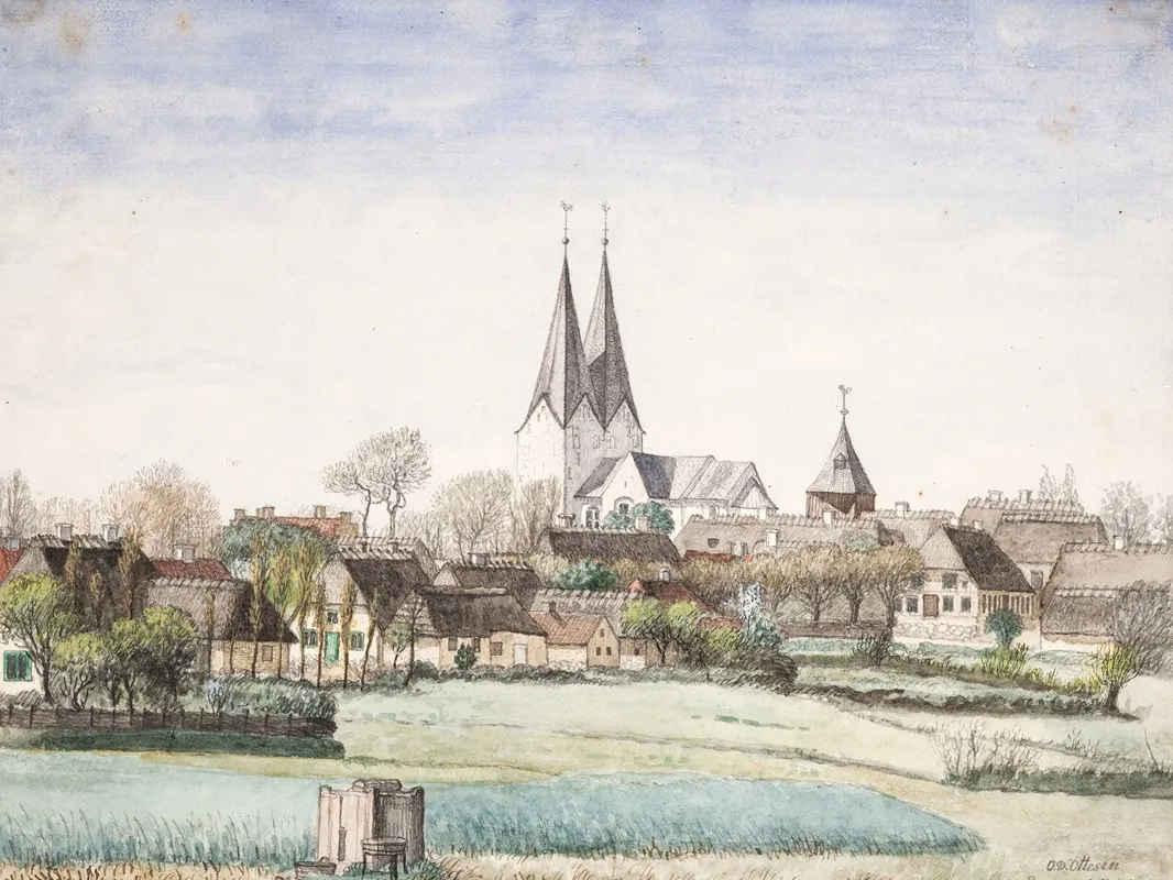 Landsby Med Kirke Broager Wall Art by Otto Didrik Ottesen - High-Resolution Digital Print