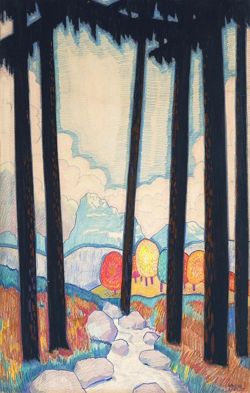 Landscape 559 Wall Art by Fritz Winold Reiss - High-Resolution Digital Print