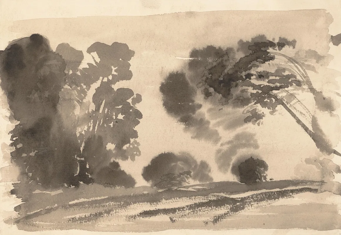 Landscape Black Trees I Wall Art by Arthur Bowen Davies - High-Resolution Digital Print