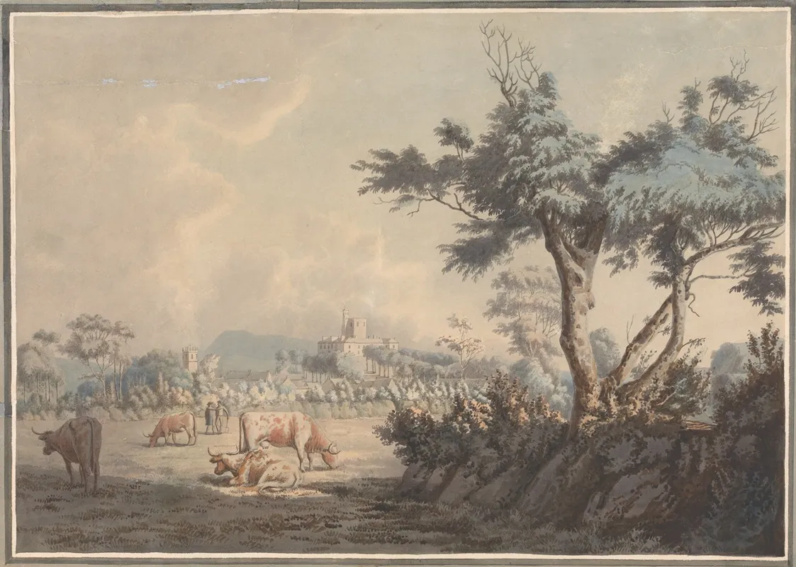 Landscape Castle And Cattle Wall Art by William Green - High-Resolution Digital Print