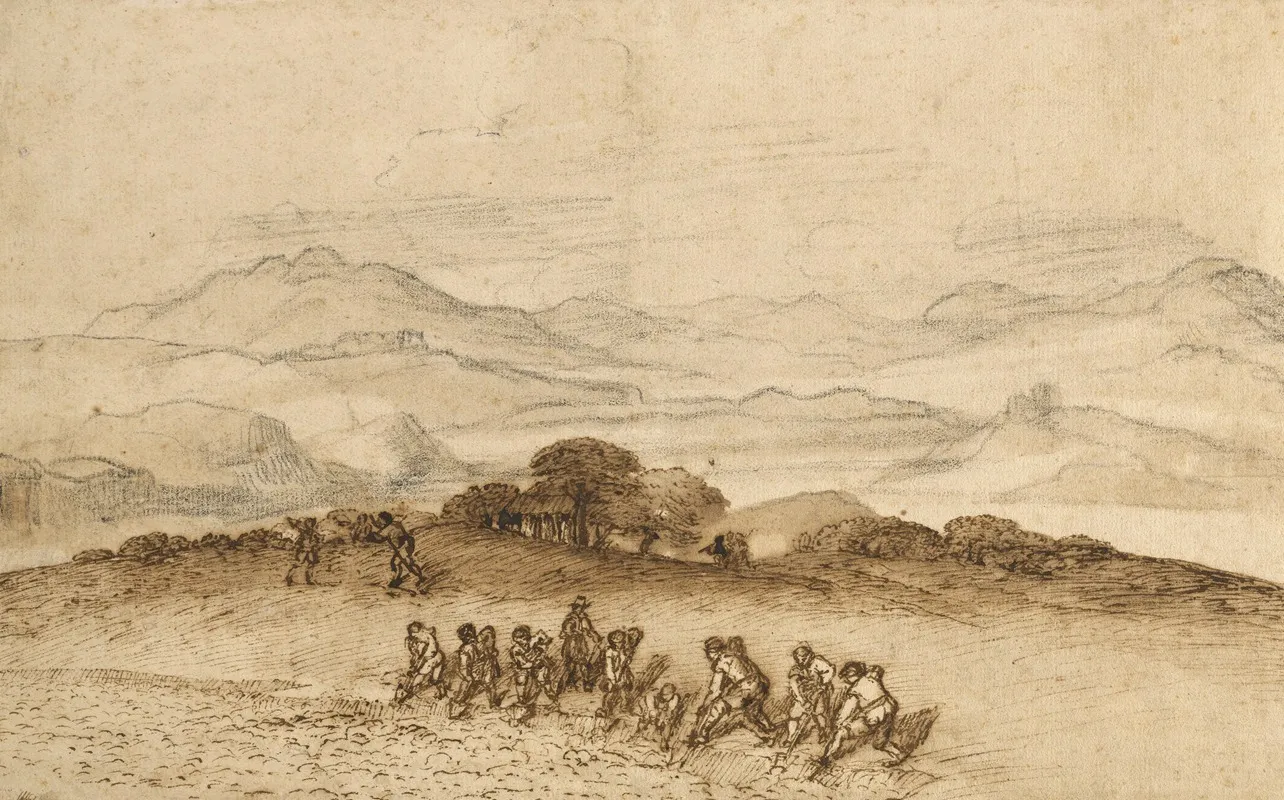 Landscape In Latium With Farm Laborers