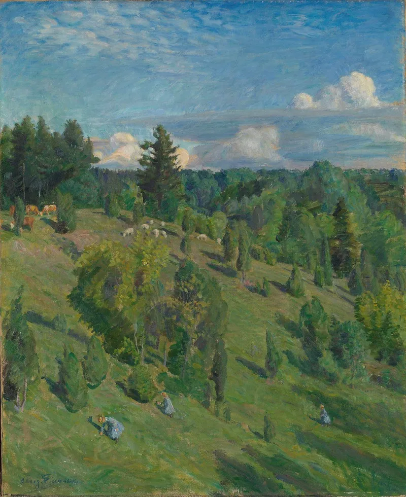 Landscape In Sun Wall Art by August Eiebakke - High-Resolution Digital Print