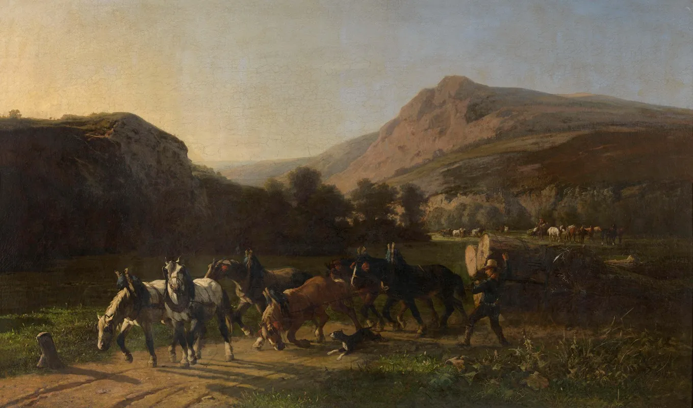 Landscape In The Ardennes With Figures And Animals Wall Art by Paul Van der Vin - High-Resolution Digital Print
