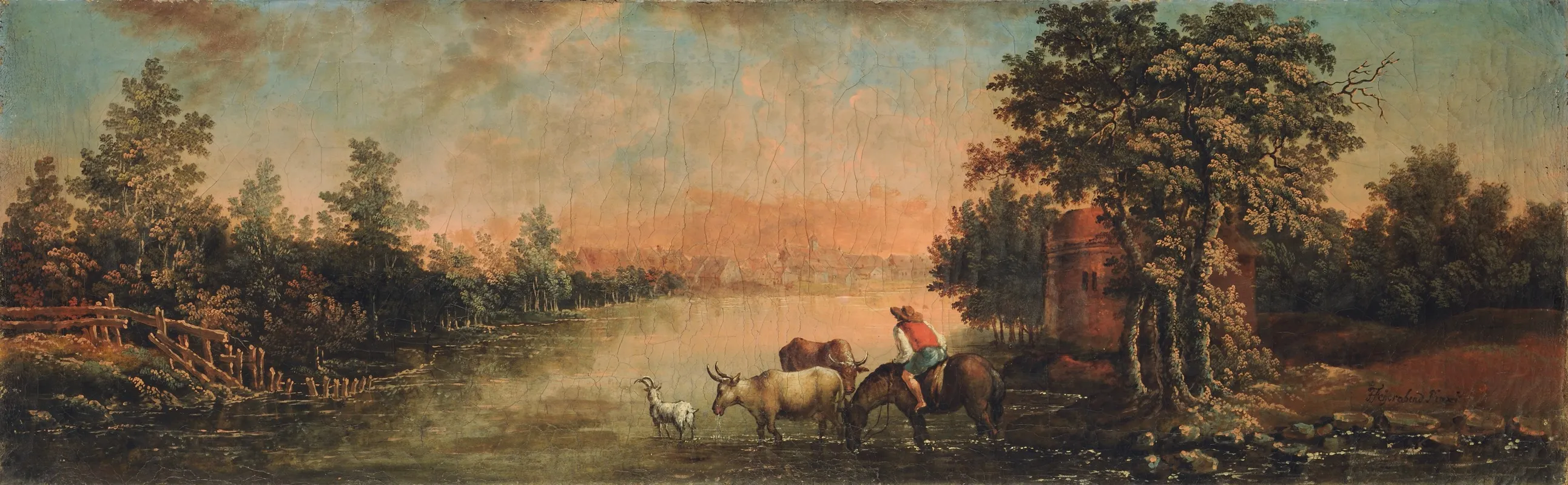 Landscape In The Evening Wall Art by Franz Feyerabend - High-Resolution Digital Print