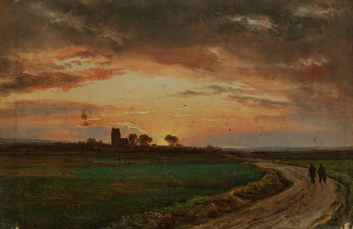 Landscape Near Lippe At Sunset Wall Art by Johan Christian Dahl - High-Resolution Digital Print