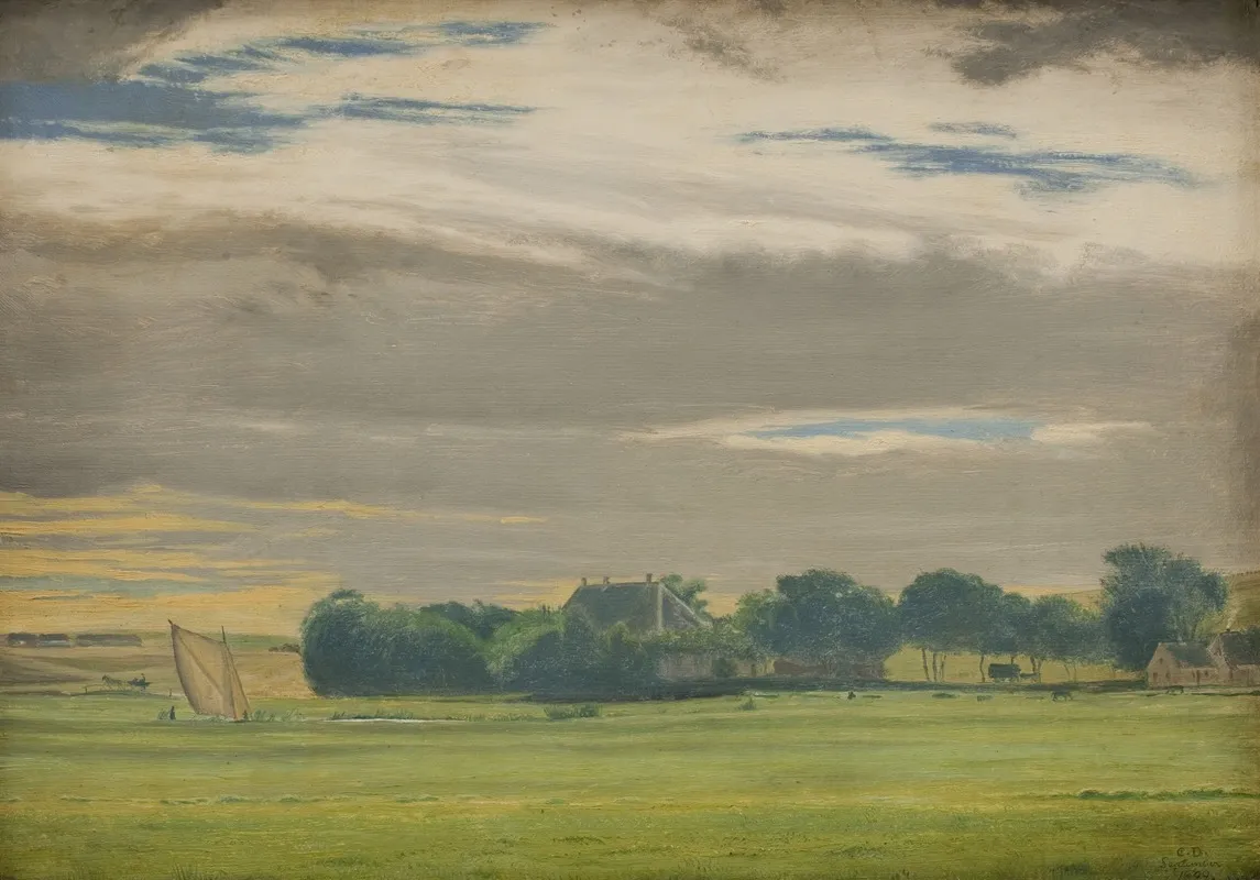 Landscape Near The Town Of Skive With Skivehus Manor Jutland Wall Art by Christen Dalsgaard - High-Resolution Digital Print