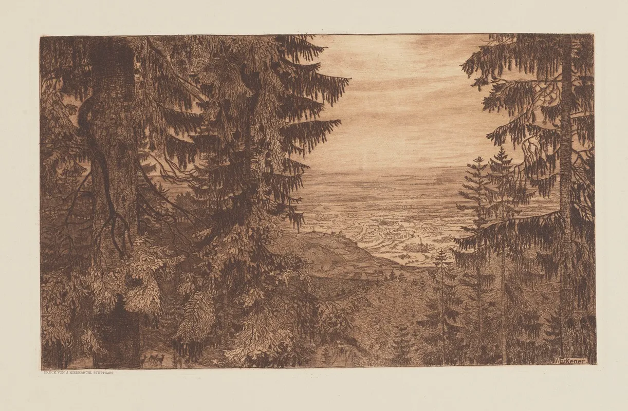 Landscape On The Bottom Left A Group Of Roe Deers Wall Art by Alexander Eckener - High-Resolution Digital Print