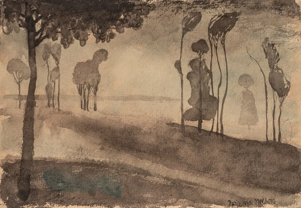 Landscape Trees In Fog
