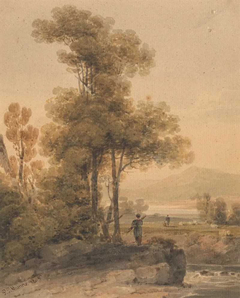 Landscape Waith Figures Cromach Water Wall Art by Paul Sandby Munn - High-Resolution Digital Print