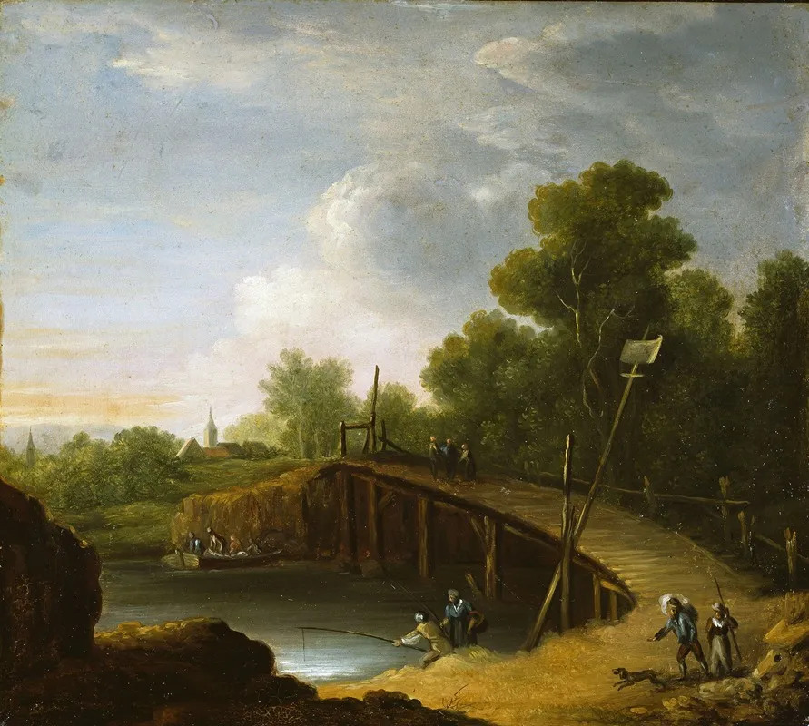 Landscape With A Bridge Wall Art by Frederik Petersen - High-Resolution Digital Print