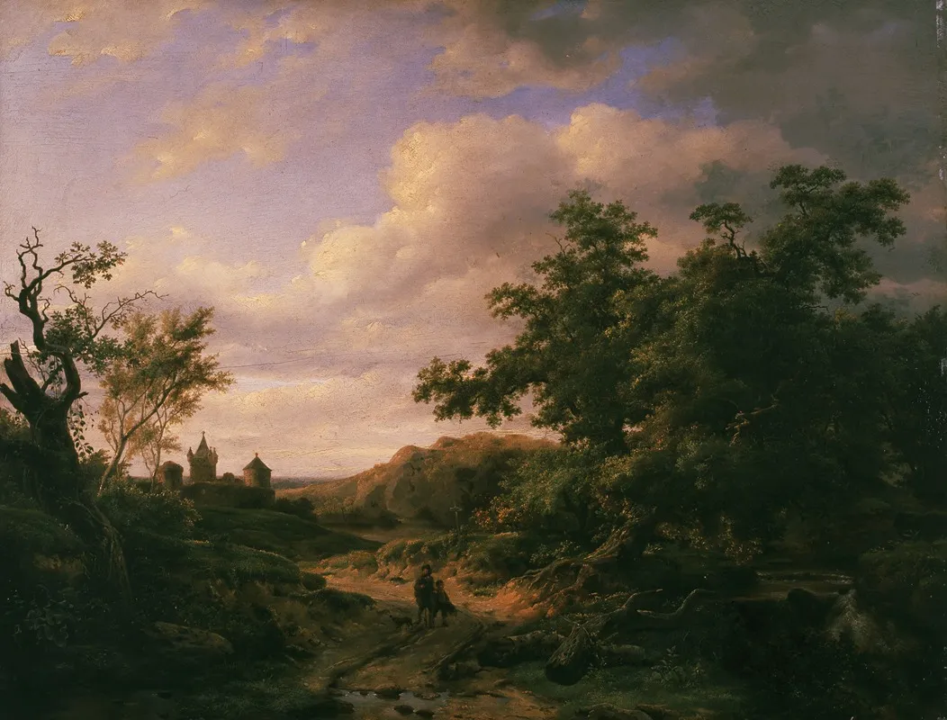 Landscape With A Castle Road Wall Art by Jean François Xavier Roffiaen - High-Resolution Digital Print