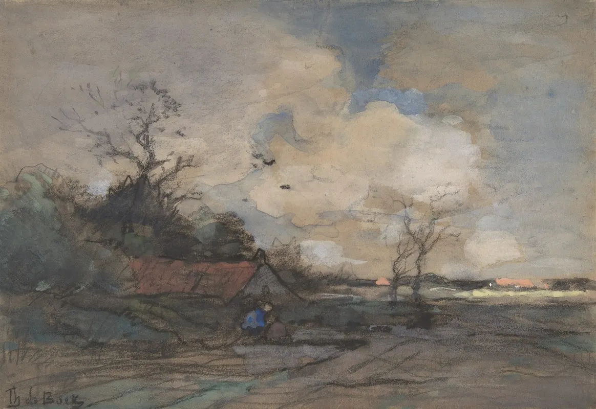 Landscape With A Cottage 2 Wall Art by Théophile de Bock - High-Resolution Digital Print