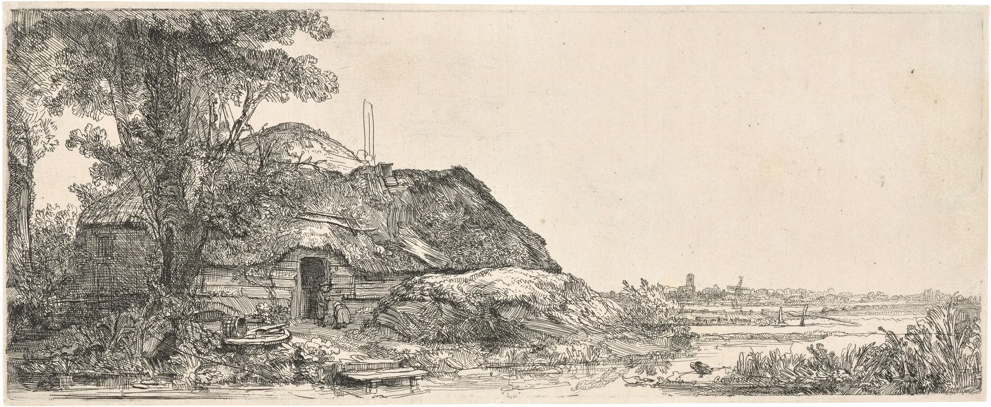 Landscape With A Cottage And A Large Tree 2 Wall Art by Rembrandt van Rijn - High-Resolution Digital Print