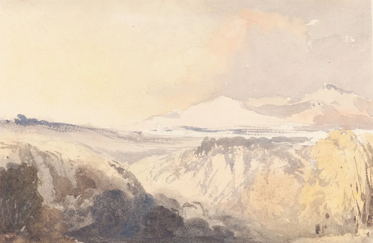 Landscape With A Distant Mountain Range Wall Art by John Gendall - High-Resolution Digital Print
