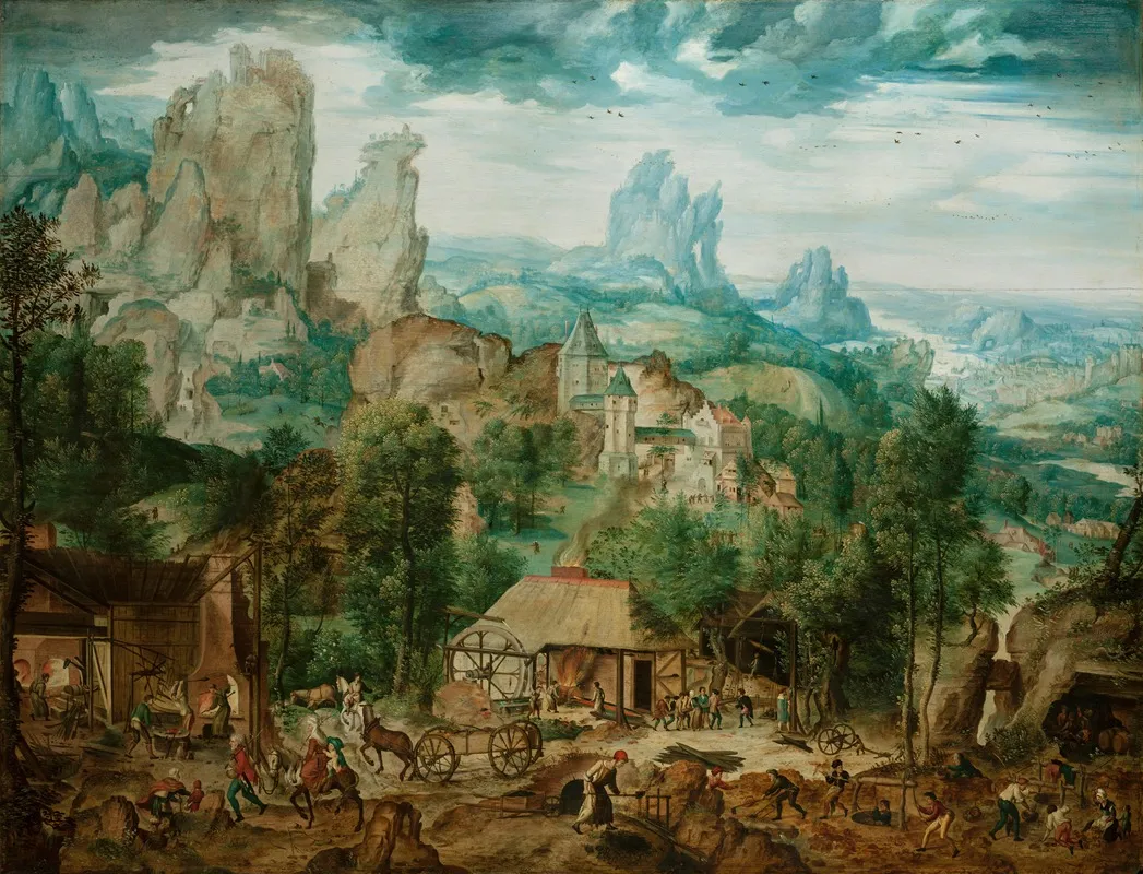 Landscape With A Foundry Wall Art by Herri met de Bles - High-Resolution Digital Print