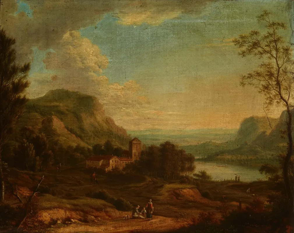 Landscape With A Genre Scene 3 Wall Art by Johann Christian Vollerdt - High-Resolution Digital Print