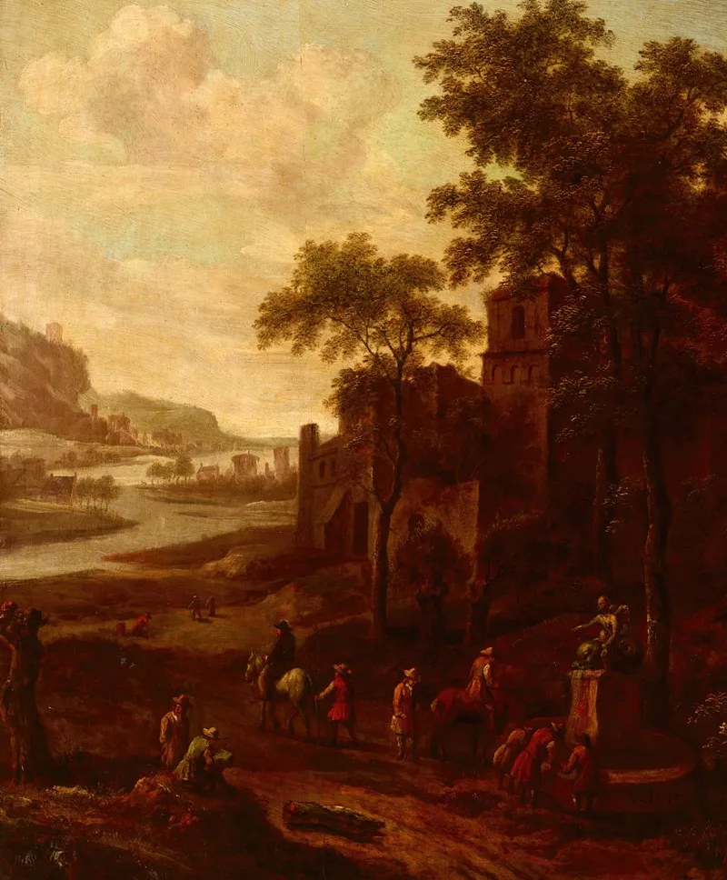 Landscape With A Group Of Wanderers Wall Art by Jan Blom - High-Resolution Digital Print