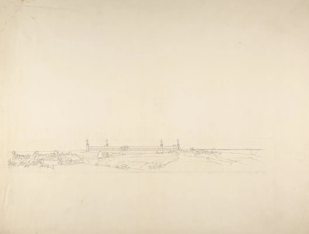 Landscape With A Large Building Wall Art by Franz von Hauslab the Younger - High-Resolution Digital Print