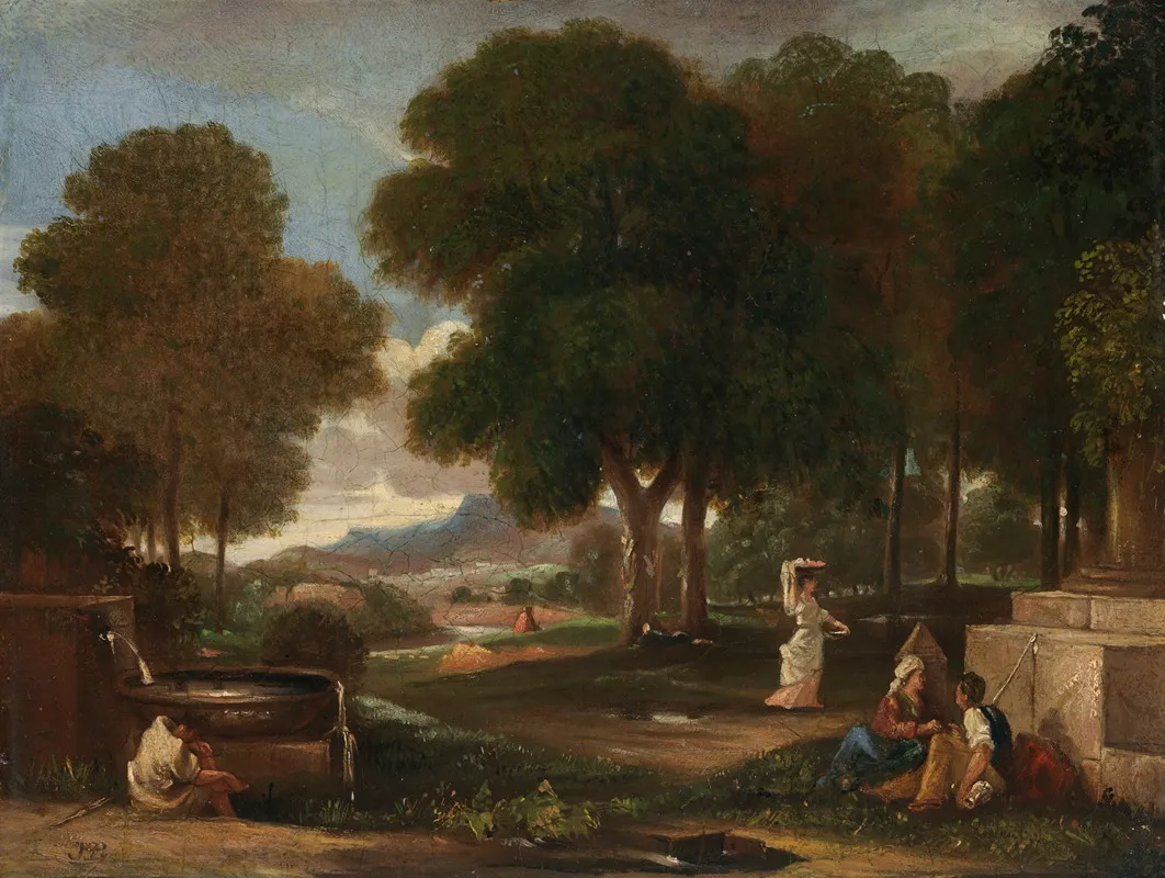 Landscape With A Man Washing His Feet At A Fountain