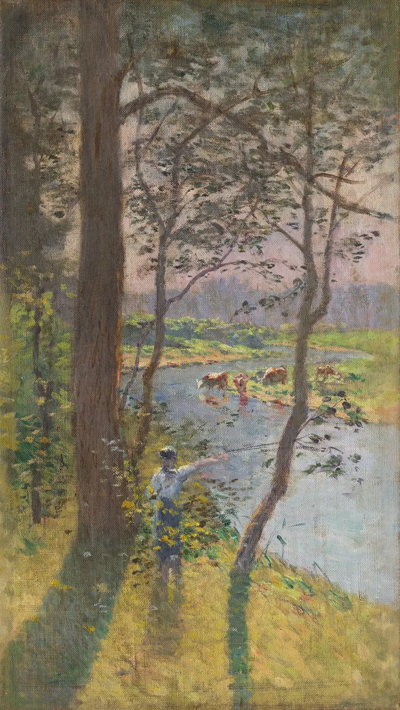 Landscape With A River And Cattle Watering