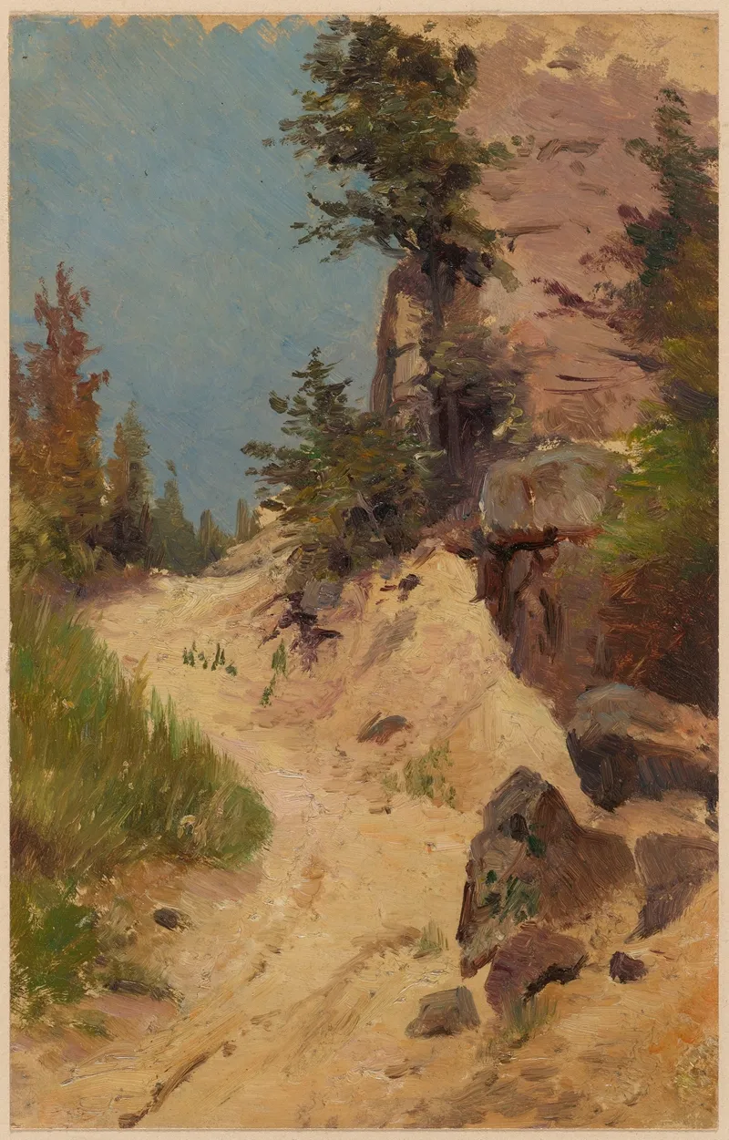 Landscape With A Sandy Road And A Rock