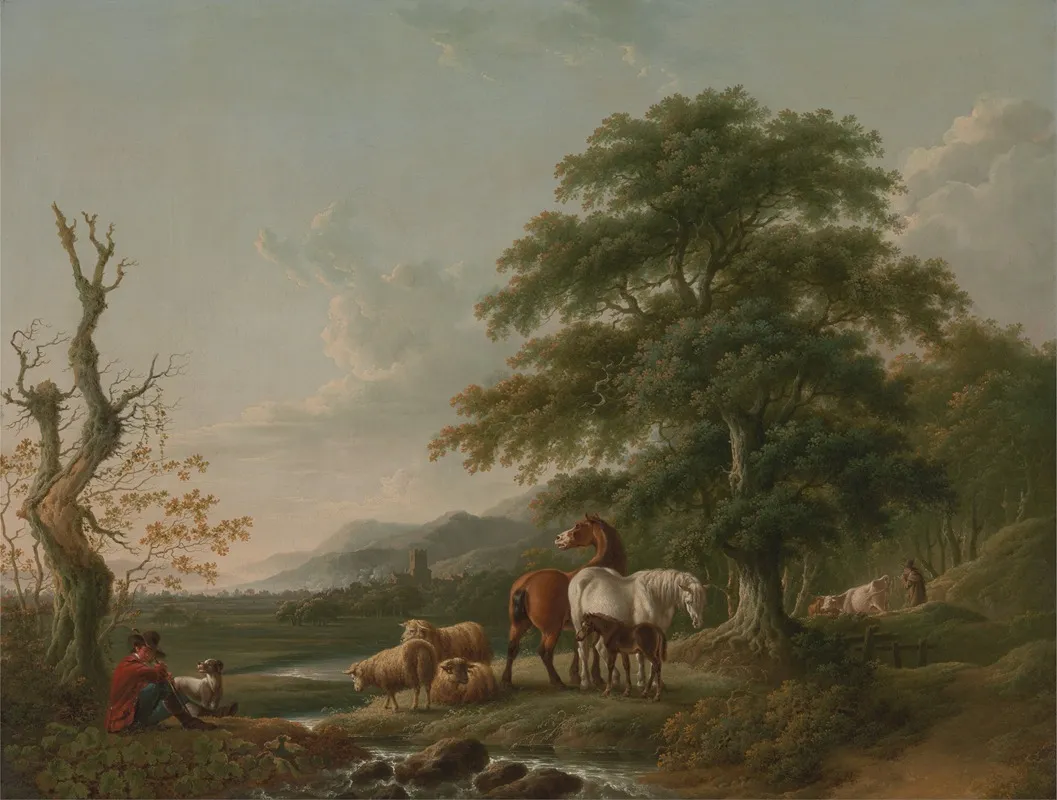 Landscape With A Shepherd Wall Art by Charles Towne - High-Resolution Digital Print