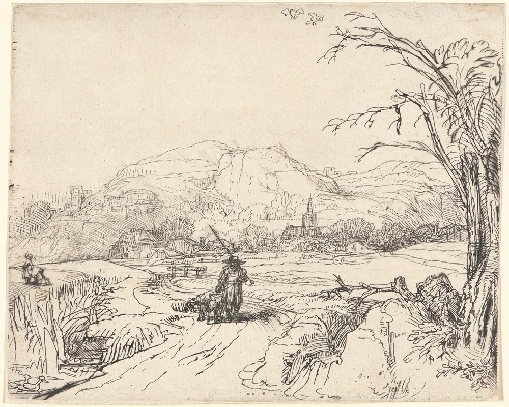 Landscape With A Sportsman And Dog Wall Art by Rembrandt van Rijn - High-Resolution Digital Print