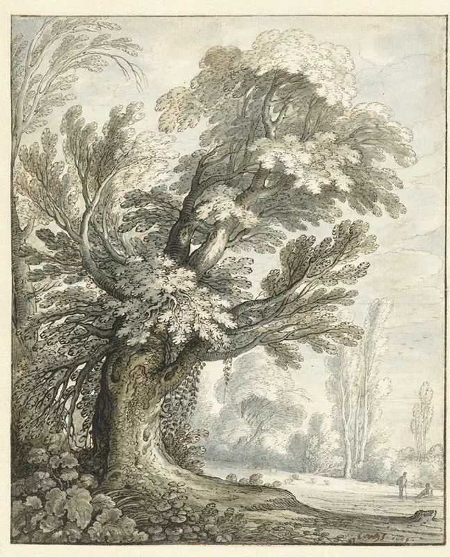 Landscape With A Tall Tree Wall Art by Marten de Cock - High-Resolution Digital Print