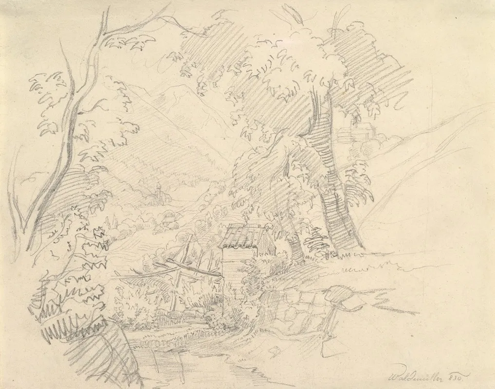 Landscape With A View In A Valley Wall Art by Ferdinand Georg Waldmüller - High-Resolution Digital Print