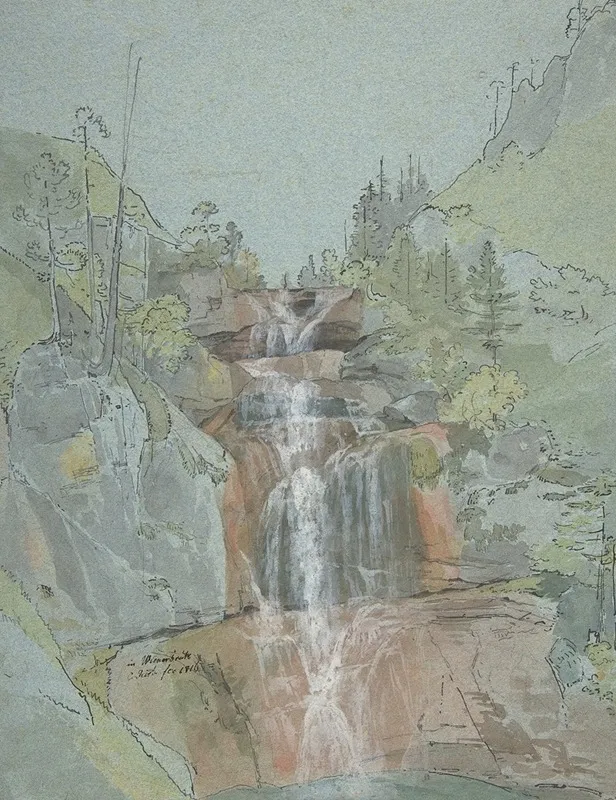 Landscape With A Waterfall 5 Wall Art by Johann Christoph Rist - High-Resolution Digital Print