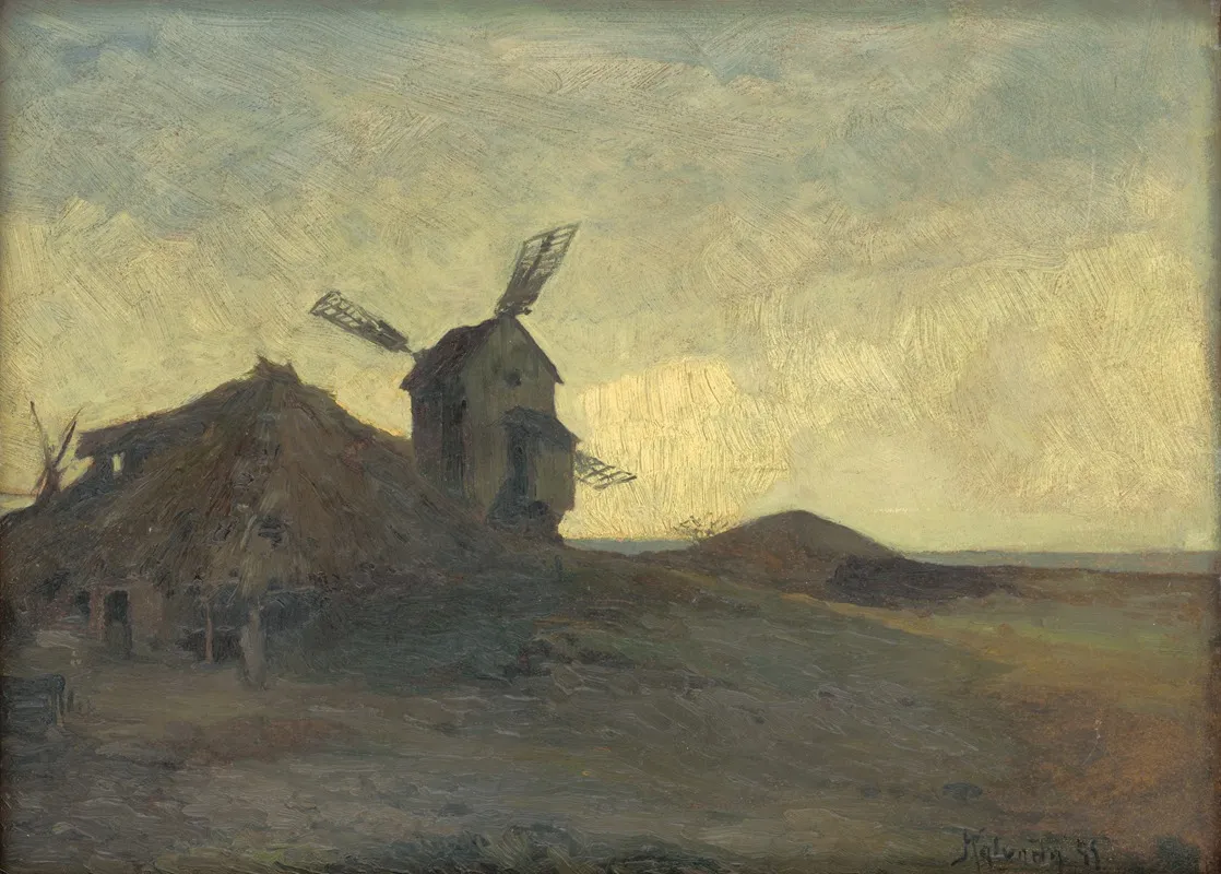Landscape With A Windmill 2 Wall Art by Alois Kalvoda - High-Resolution Digital Print