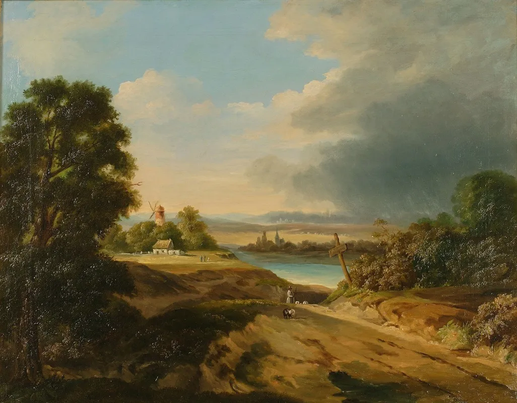 Landscape With A Windmill 8 Wall Art by Fryderyk Skarbek - High-Resolution Digital Print