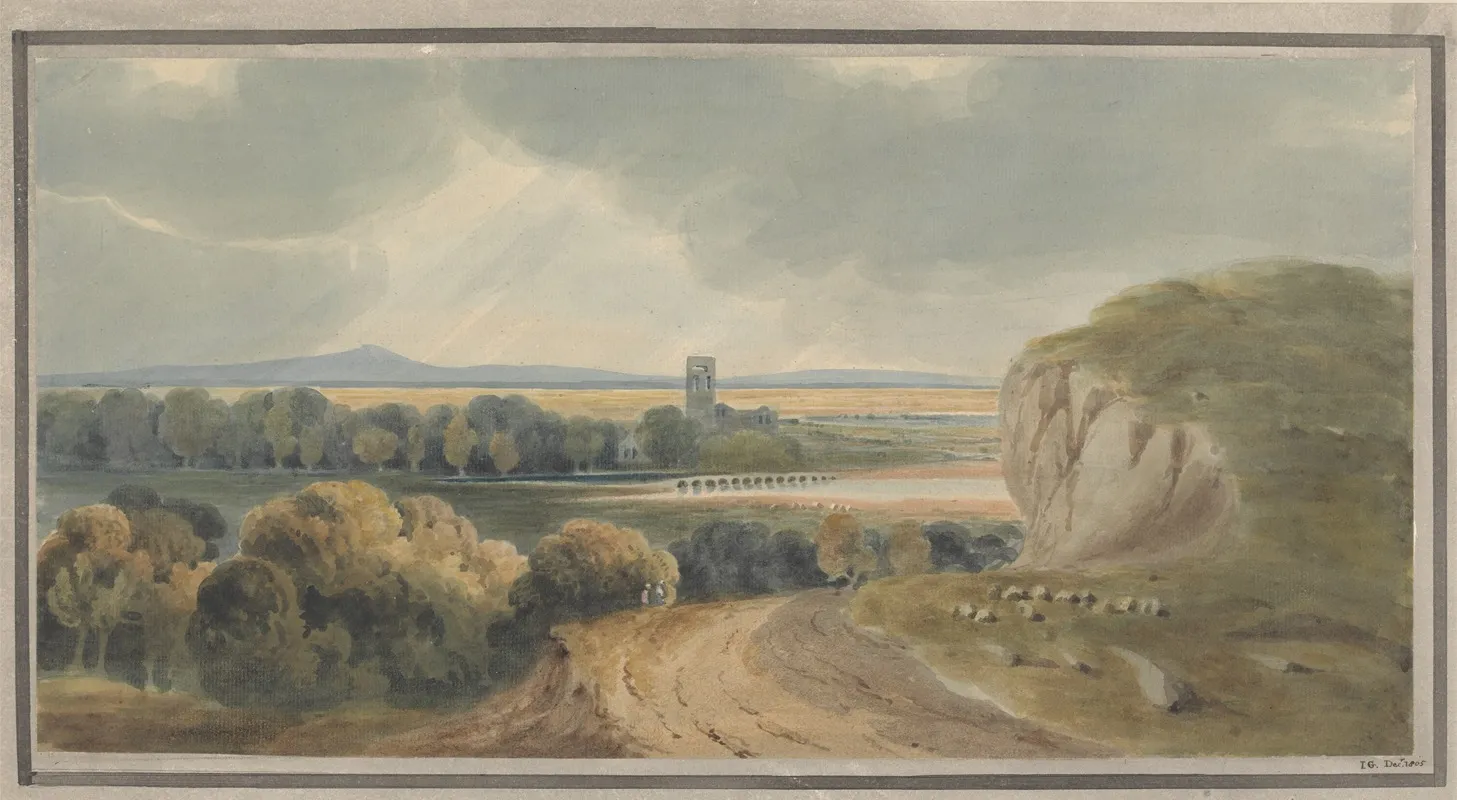 Landscape With An Abbey Wall Art by Jonathan Girtin - High-Resolution Digital Print