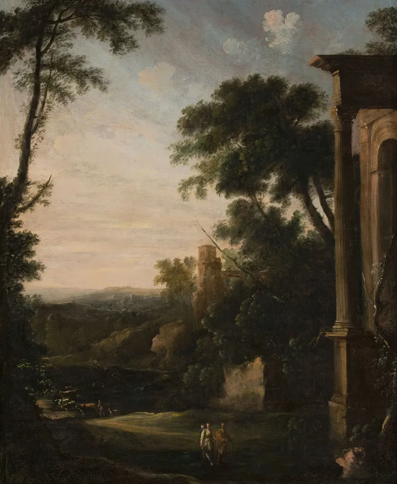 Landscape With Architecture And Staffage Wall Art by Pierre Antoine Patel the younger - High-Resolution Digital Print