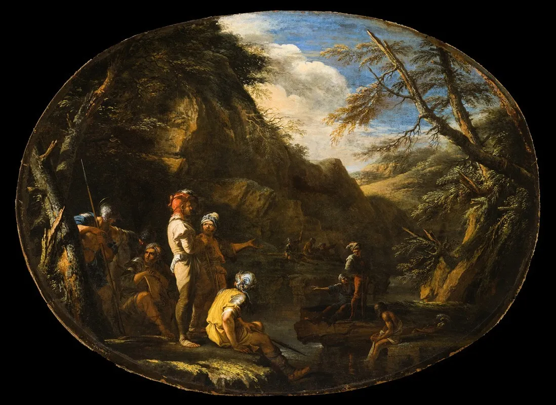 Landscape With Armed Men Wall Art by Salvator Rosa - High-Resolution Digital Print