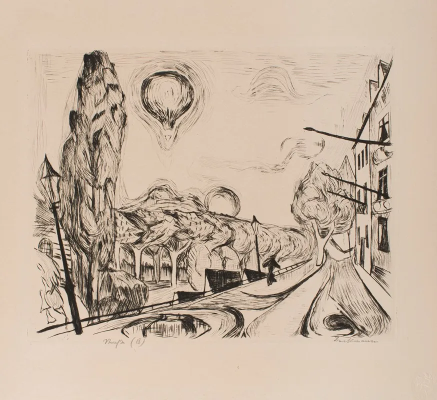 Landscape With Balloon Plate 14 From The Portfolio Faces Wall Art by Max Beckmann - High-Resolution Digital Print