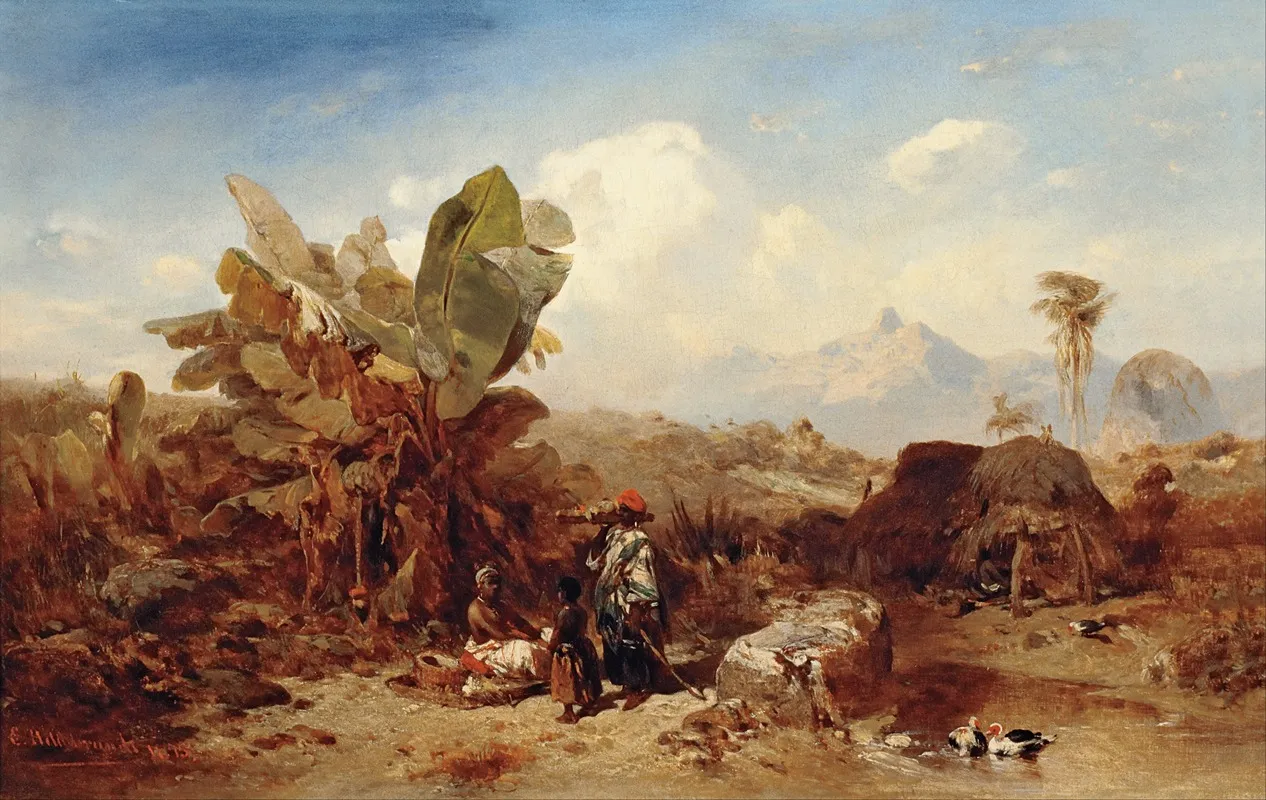 Landscape With Black People Wall Art by Eduard Hildebrandt - High-Resolution Digital Print