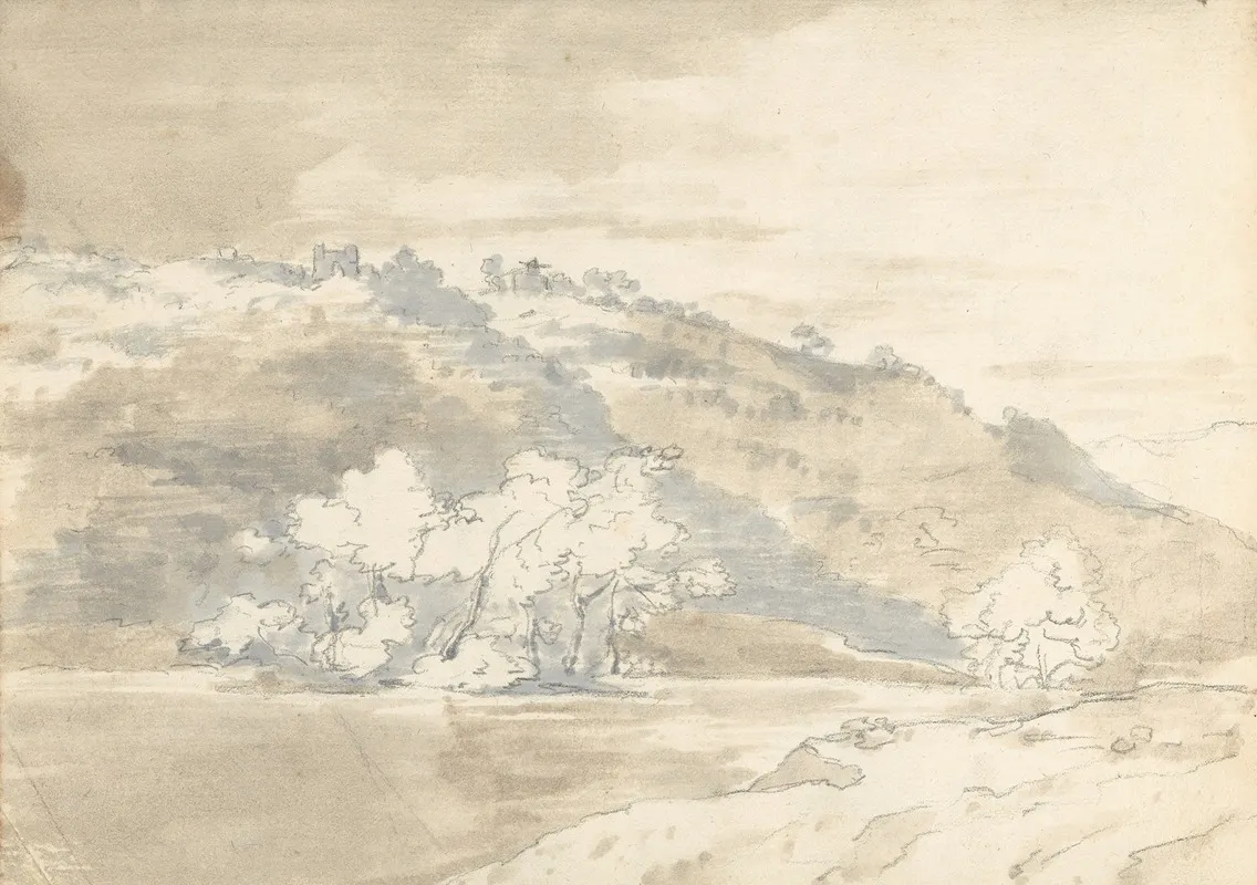 Landscape With Building On A Distant Hill Wall Art by Joseph Wright of Derby - High-Resolution Digital Print