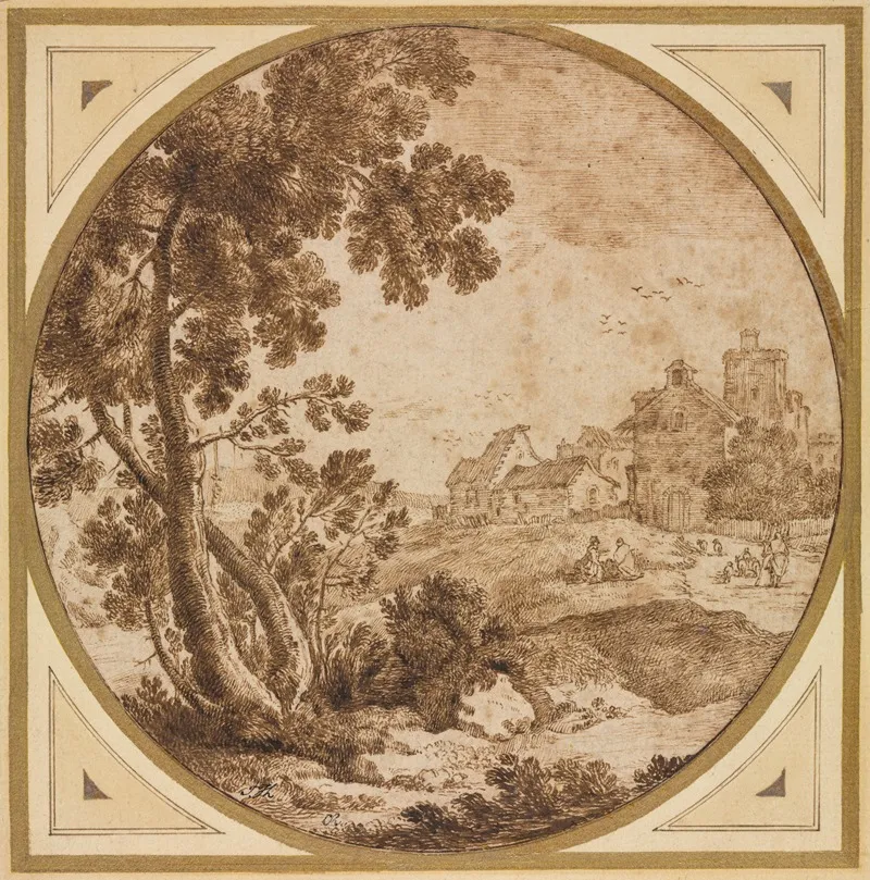 Landscape With Buildings And Figures Wall Art by Onorio Marinari - High-Resolution Digital Print