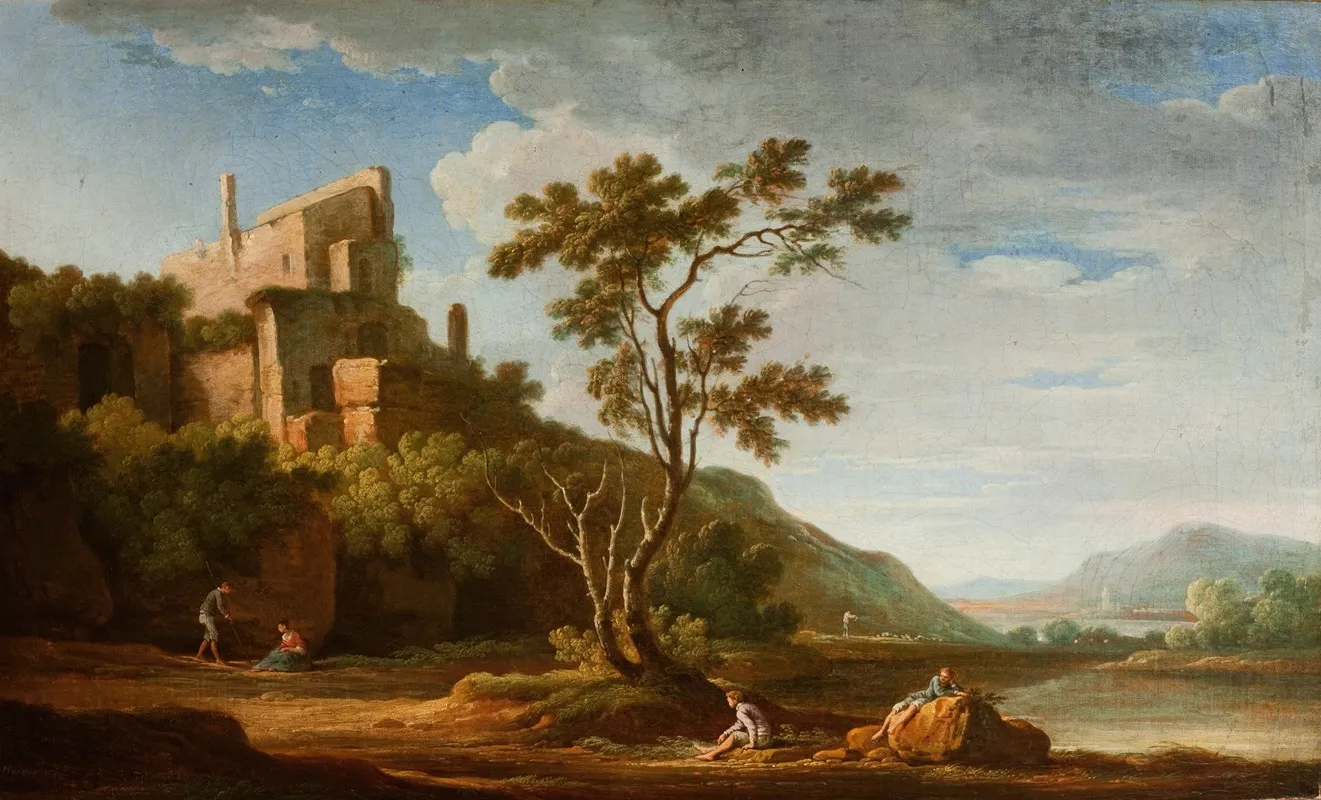 Landscape With Castle Ruins 2 Wall Art by Adolf Fryderyk Harper - High-Resolution Digital Print
