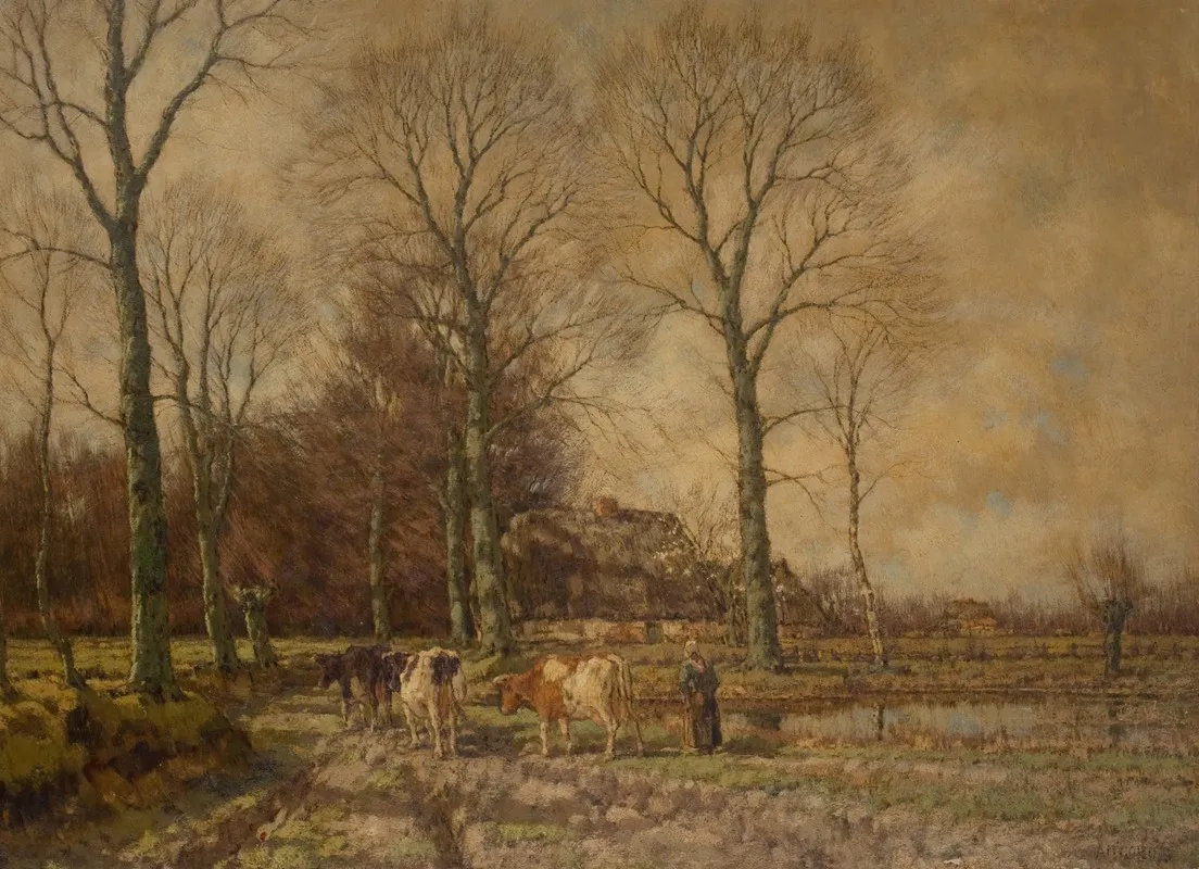 Landscape With Cattle 15 Wall Art by Arnold Marc Gorter - High-Resolution Digital Print