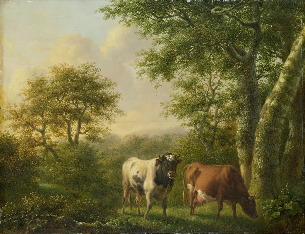 Landscape With Cattle 19 Wall Art by Adolf Karel Maximiliaan Engel - High-Resolution Digital Print