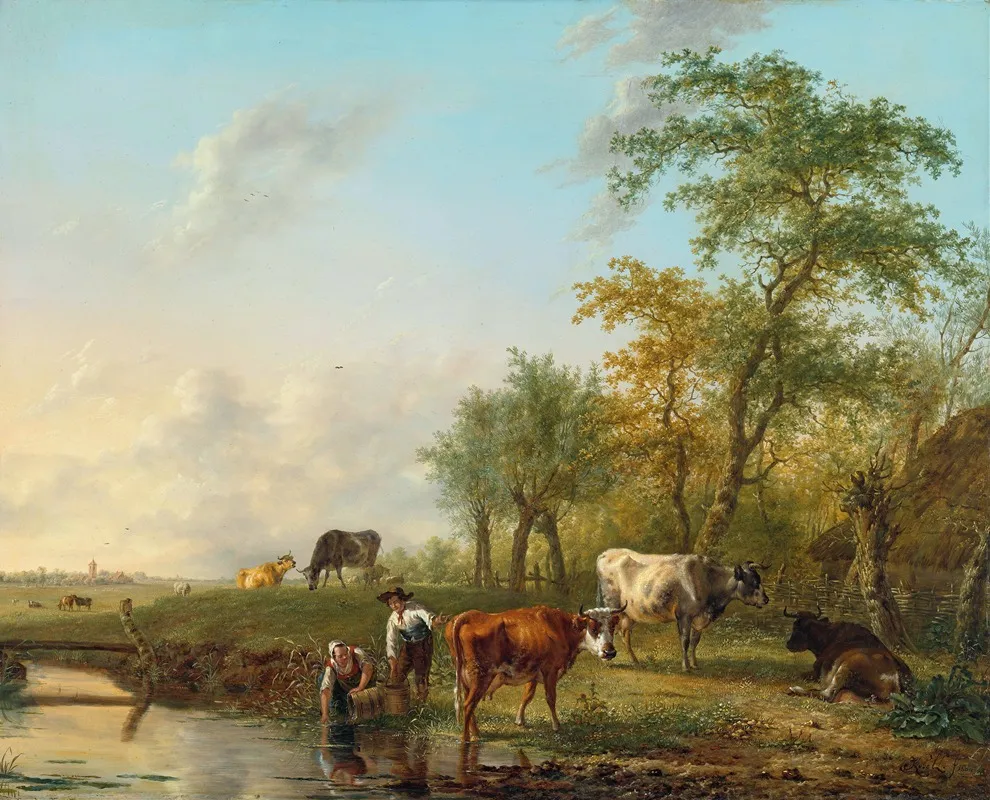 Landscape With Cattle 4 Wall Art by Jan Kobell II - High-Resolution Digital Print