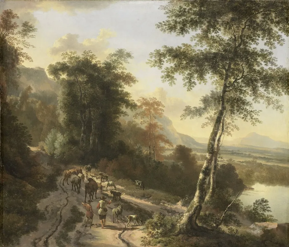 Landscape With Cattle Drivers Wall Art by Jan Hackaert - High-Resolution Digital Print