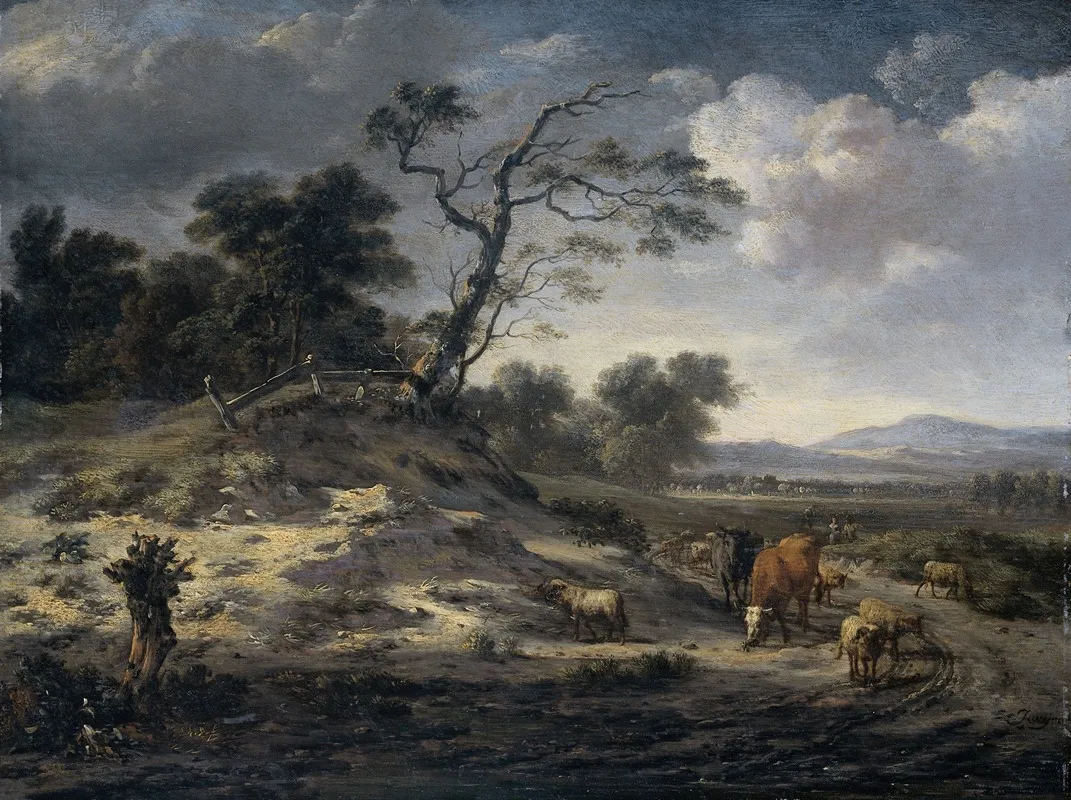 Landscape With Cattle On A Country Road