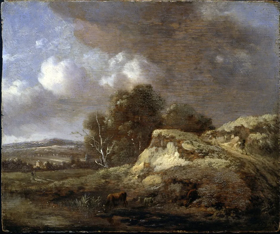 Landscape With Cow Drinking
