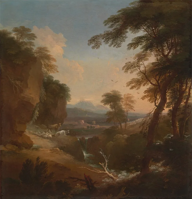 Landscape With Distant Mountains Wall Art by Adriaen van Diest - High-Resolution Digital Print