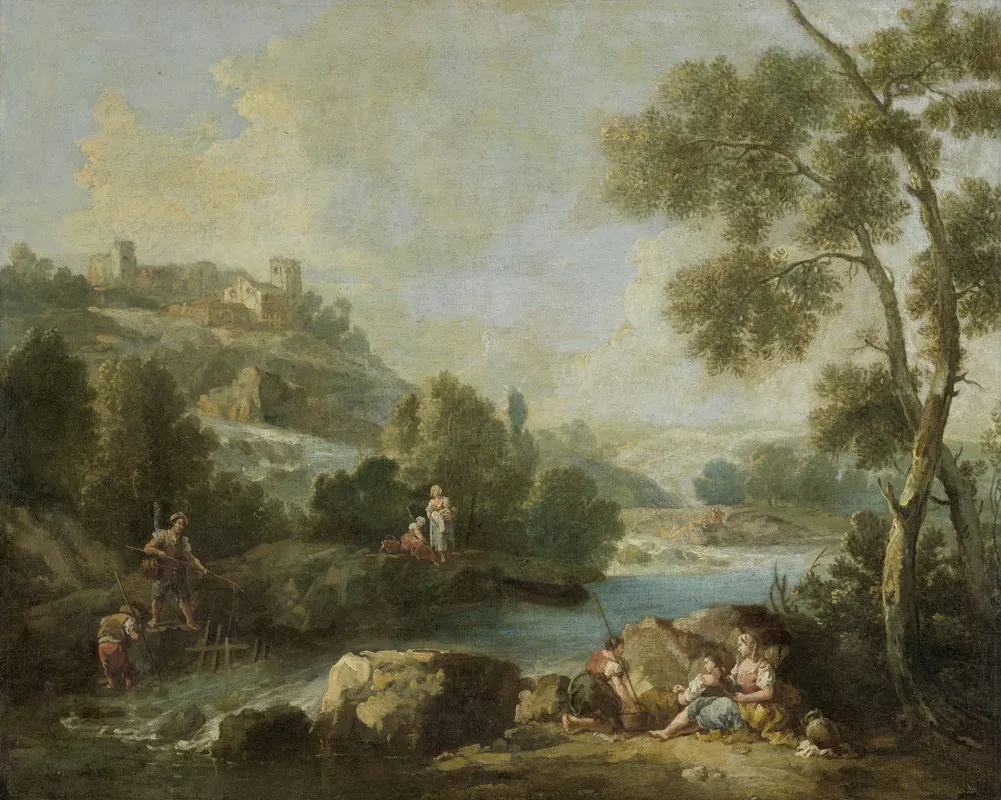 Landscape With Figures 16 Wall Art by Giuseppe Zais - High-Resolution Digital Print